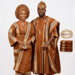 Luxury handwoven Aso-Oke wedding fabric Yoruba traditional wedding set ladies 3 bundles and men 4 bundles custom sewing available, ready-made