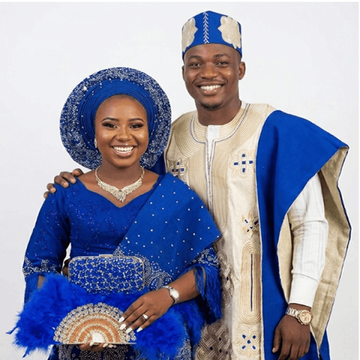 Full Package / Full Body / Bride and Groom Traditional Aso Oke Outfit Fully embellished (ladies' clothing) and embroidered (men's Agbada)